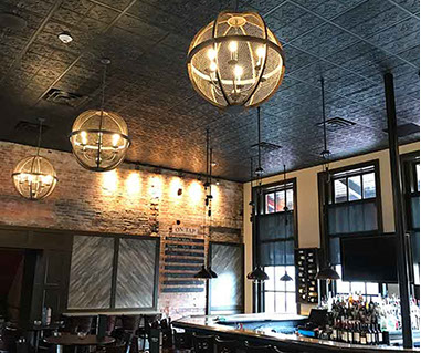 black ceiling tiles